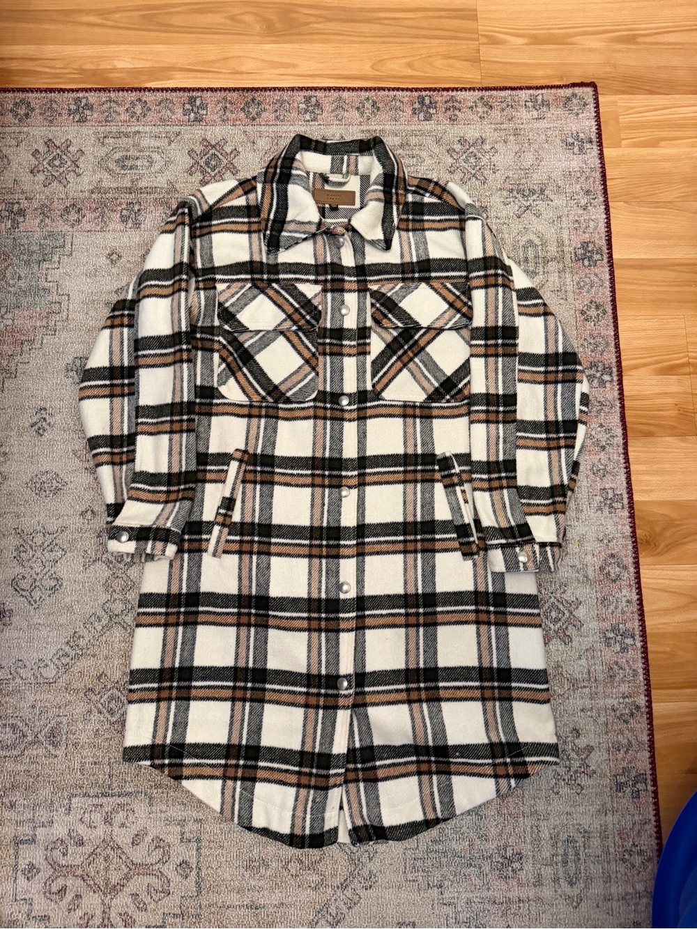 Blank NYC Women’s Plaid Shacket in Ivory, Brown & Black